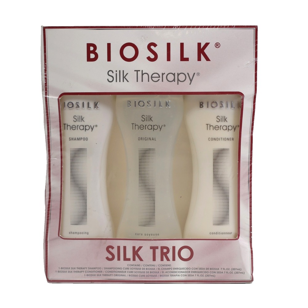 BioSilk Silk Therapy Trio Gift Set Silk Infused Shampoo, Conditioner & Serum 7oz